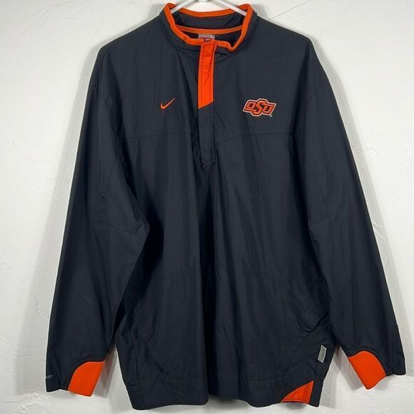 🏈🏀 Vintage OKLAHOMA STATE COWBOYS Nike 1/4 Zip Lightweight Pullover Jacket Sz - Picture 1 of 11